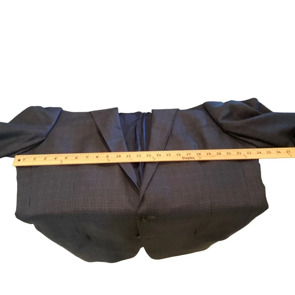 Dormeuil Dorsilk Mens 48 Blazer Silk Wool Navy Blue Micro Houndstooth Sport Coat
